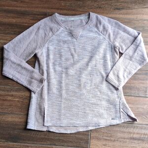 Calvin Klein Performance Textured Knit Top in Cream and Brown Size medium